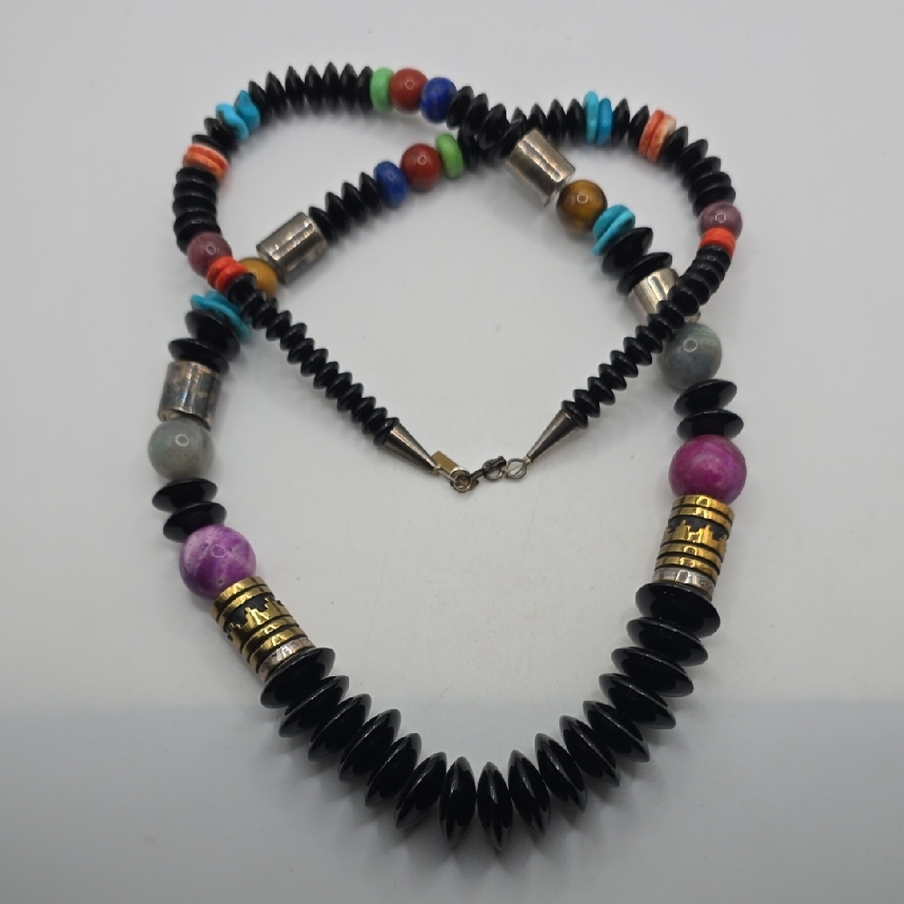 Handcrafted Navajo T. Singer Multicolor Gemstone Bead Necklace